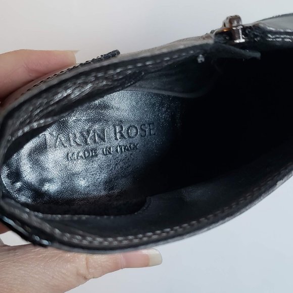 TARYN ROSE Leather Wingtip Booties Heels - Picture 13 of 16